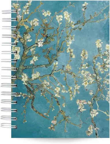 Caderno Van Gogh "Amendoeira" Capa Dura e Toque Aveludado, 125 Folhas, 21x15cm